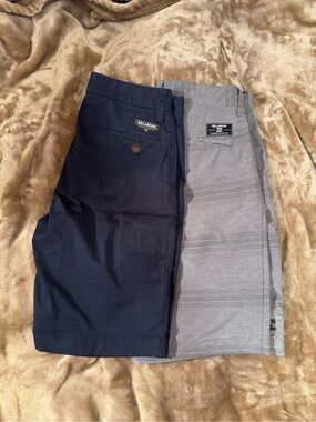 Billabong Young Men's Navy and Gray Flat Front Shorts - Twin Pack